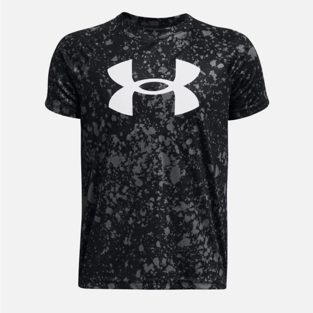 Under Armour Black/Gray Boys  Spotty Bleached Short Sleeve Graphic Tee YXL
